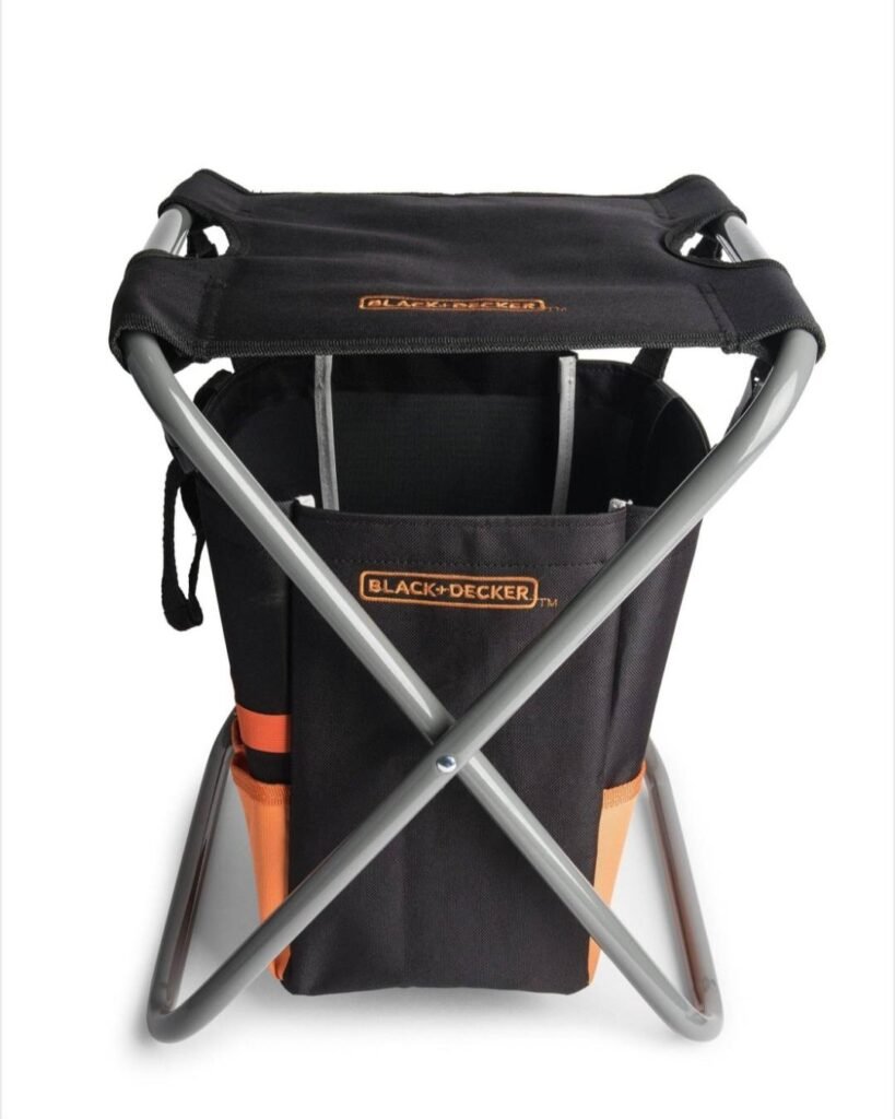 BLACK+DECKER sulankstoma kėdutė + įrankių krepšys