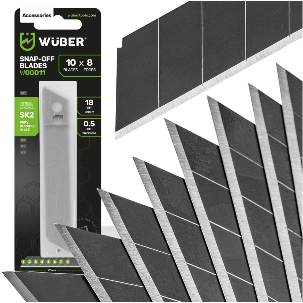 10 ašmenų rinkinys WUBER 18 mm apmušalų peiliui W00011