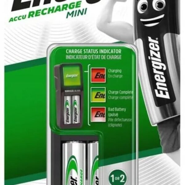 „Energizer Mini“ baterijų įkroviklis + 2 x R6/AA 2000 mAh baterijos