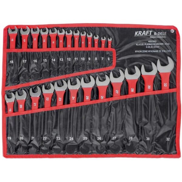 25 dalių atvirų galų veržliarakčiai 6–32 mm CRV KD11052