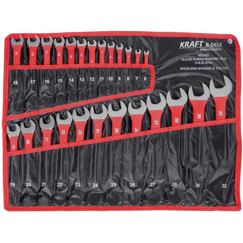 25 dalių atvirų galų veržliarakčiai 6–32 mm CRV KD11052